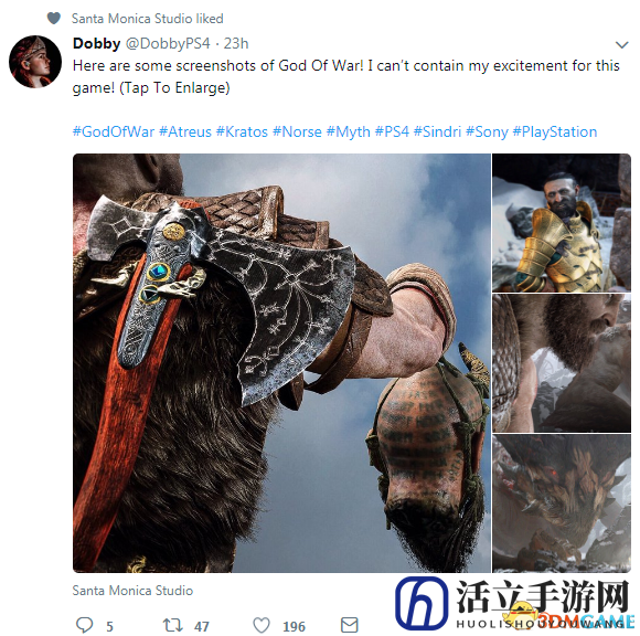 《战神4》新截图曝光 奎爷提首级画面凸显霸气